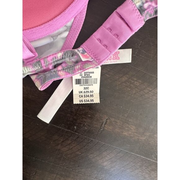 Victorias Secret PINK Wear Everywhere T-Shirt Lightly Lined Underwire Bra 32c - Picture 4 of 4
